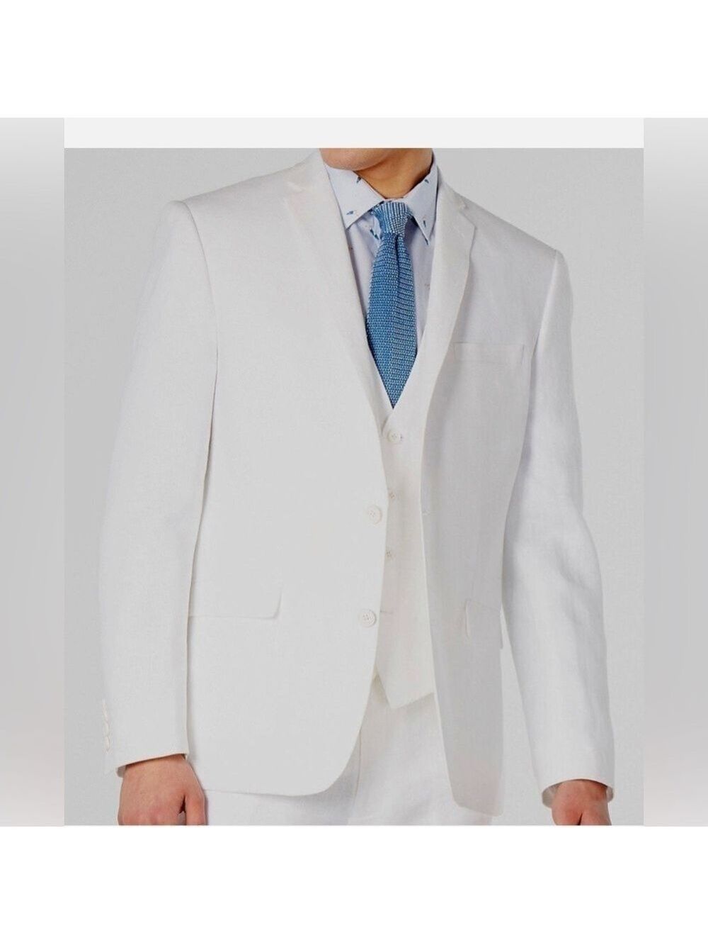 Bar III Men's White Slim-Fit Linen Blazer Sport Coat Suit Jacket - NWT